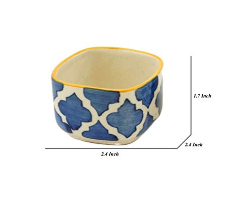 Freakway Ceramic Handpainted Moroccan Studio Pottery Chutney Bowl/Small Katori Set (Black and Off White, Small- 40 ml) Set of 6