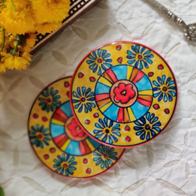 Hand painted earthenware Coaster- HC002 (Set of 2)