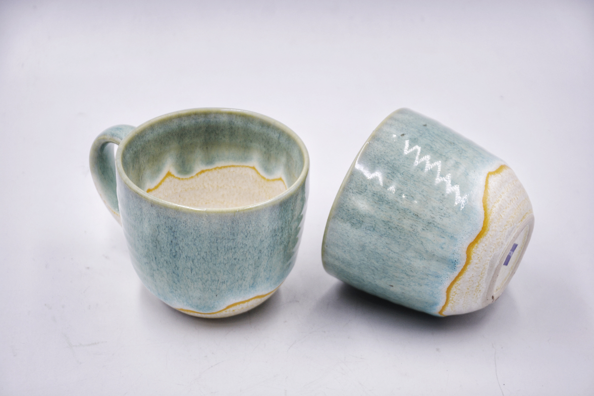 Set of 2 Dual Glazed Ceramic Coffee Mugs