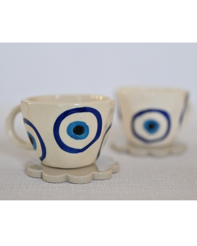 Evil Eye Mugs | Ceramic Mugs | Coffe Mugs | Cups| Set of 2